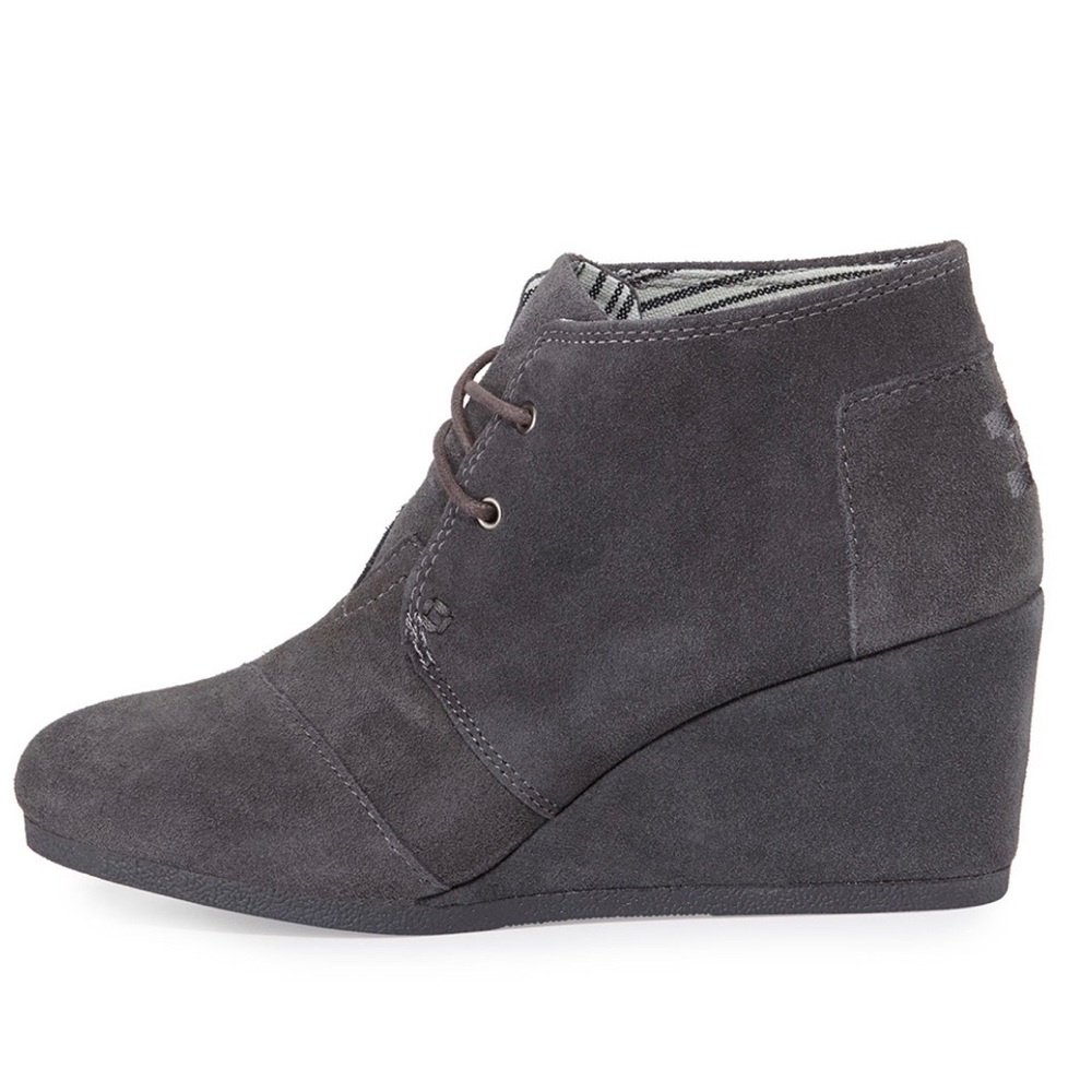 TOMS Suede Desert Wedge Bootie, Dark Gray